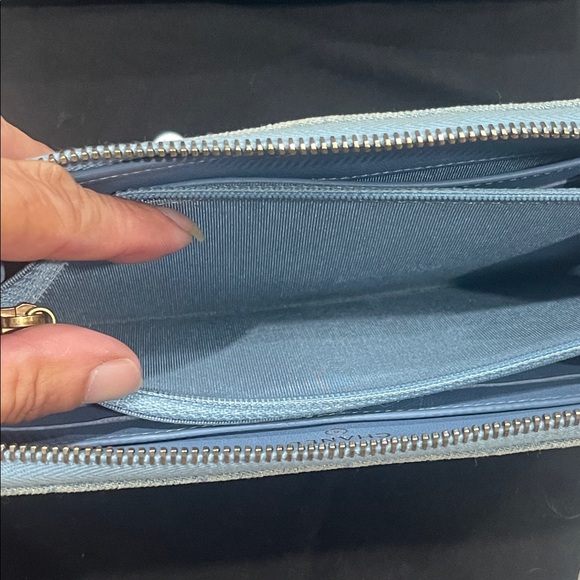 CHANEL Light Blue Denim Quilted Wallet - Picture 9 of 12